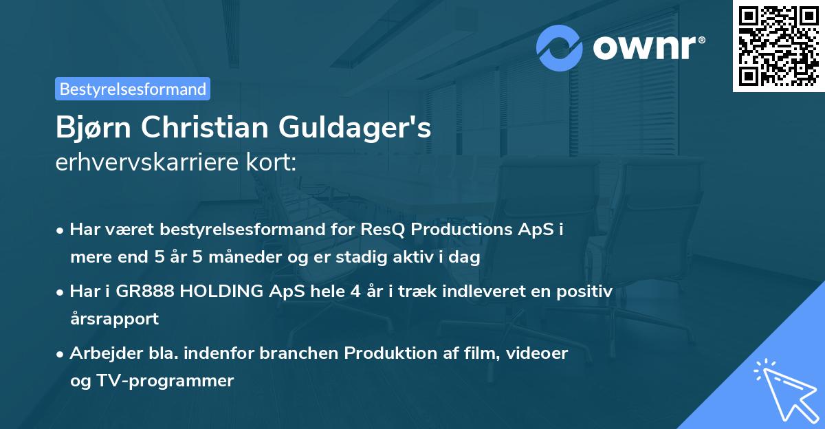 Bjørn Christian Guldager's erhvervskarriere kort