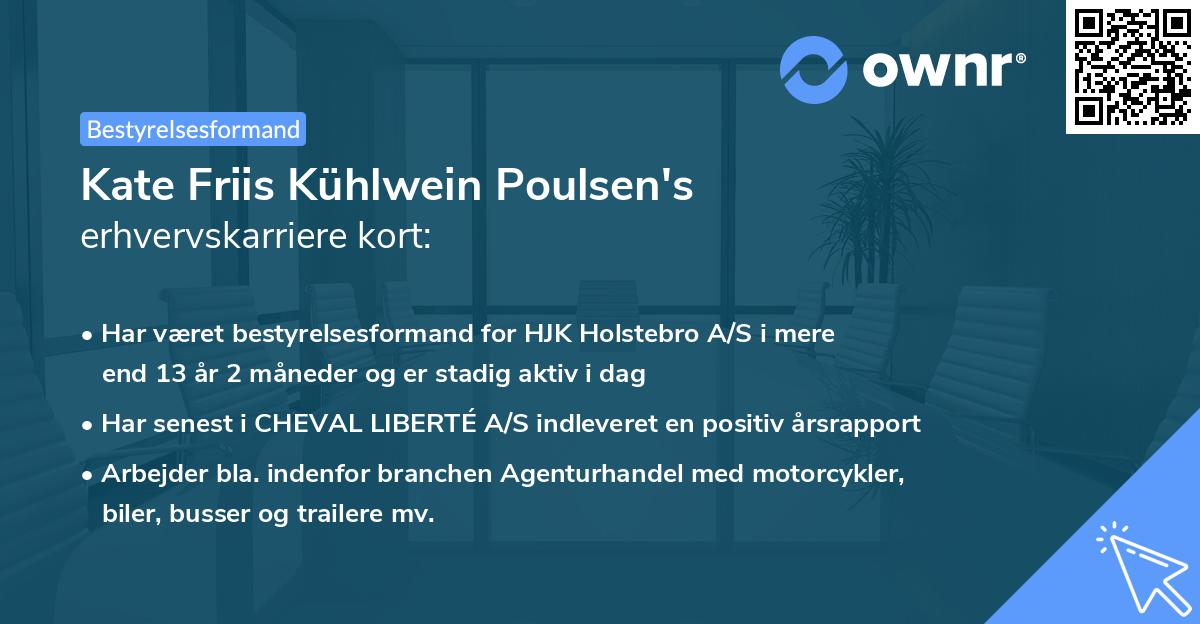 Kate Friis Kühlwein Poulsen's erhvervskarriere kort