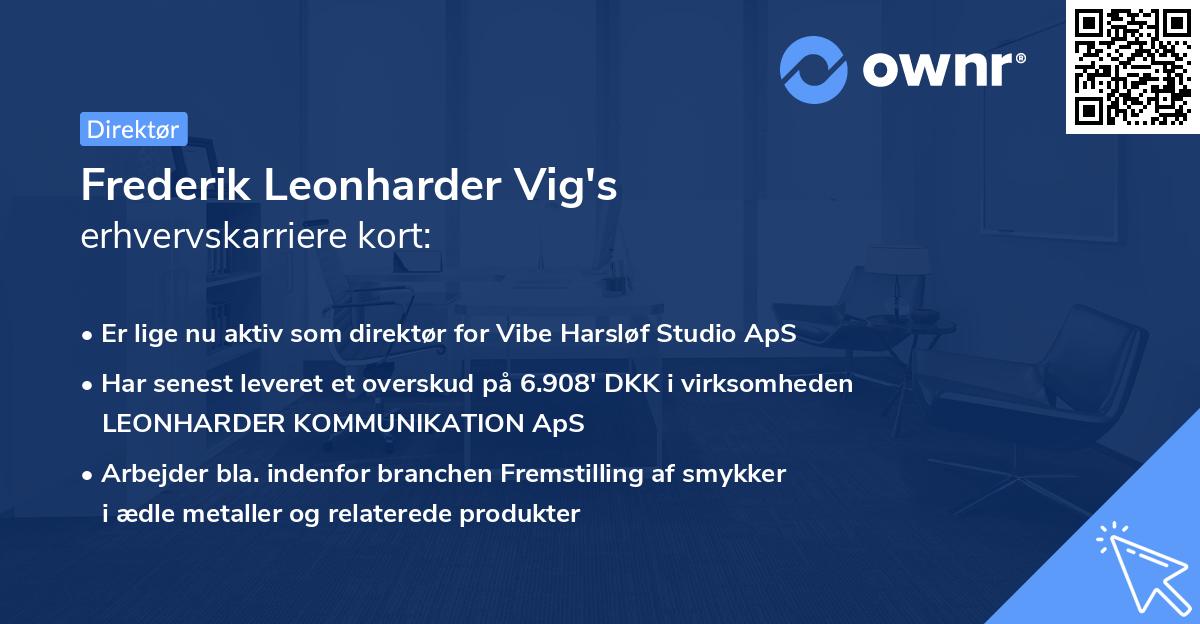 Frederik Leonharder Vig's erhvervskarriere kort