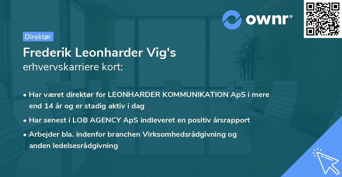 Frederik Leonharder Vig's erhvervskarriere kort