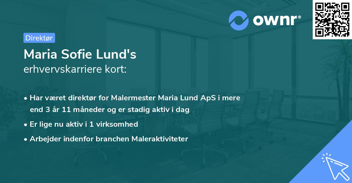 Maria Sofie Lund's erhvervskarriere kort