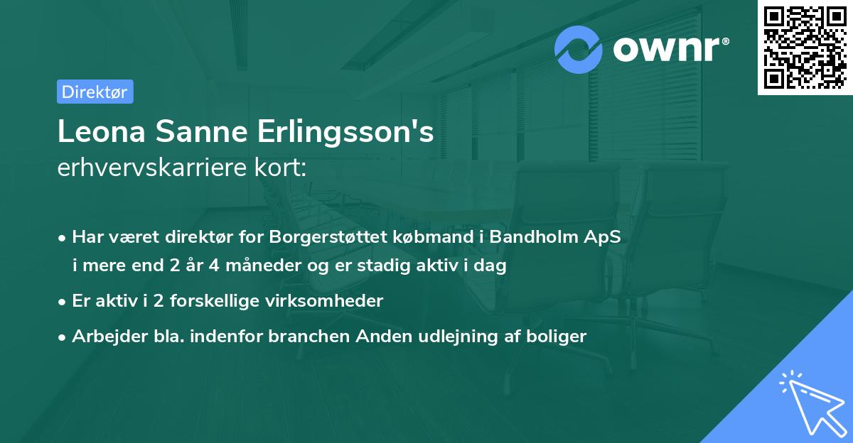 Leona Sanne Erlingsson's erhvervskarriere kort