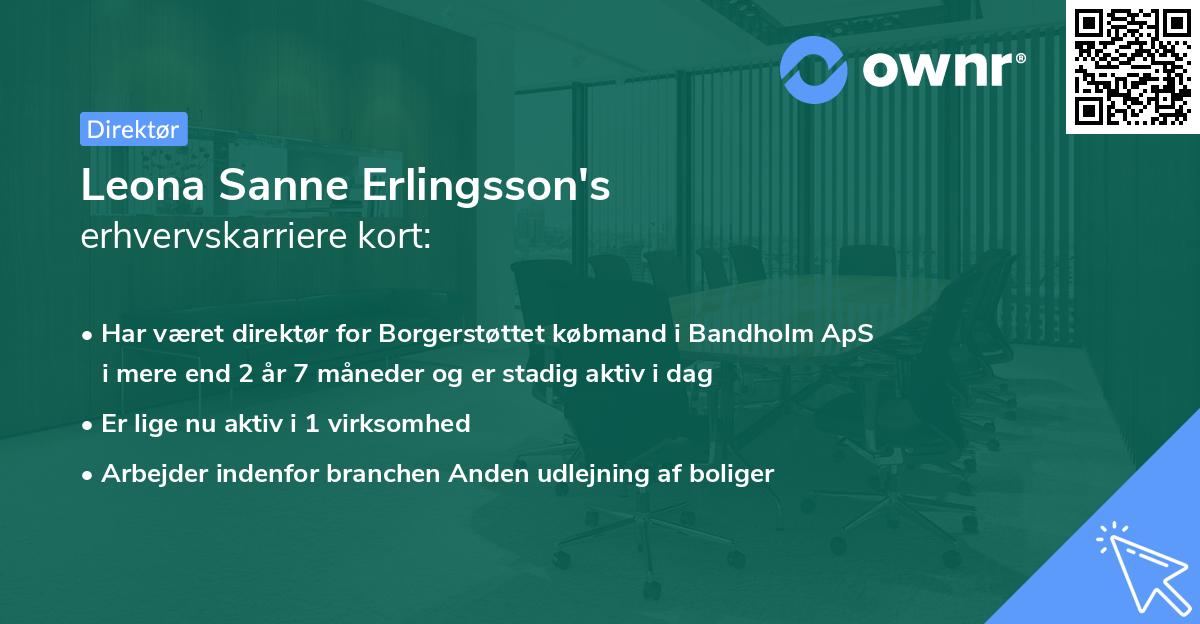 Leona Sanne Erlingsson's erhvervskarriere kort