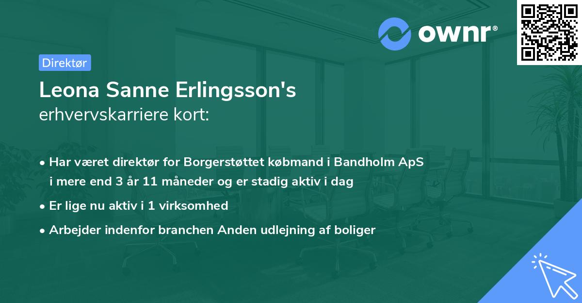 Leona Sanne Erlingsson's erhvervskarriere kort