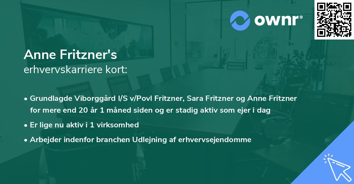Anne Fritzner's erhvervskarriere kort
