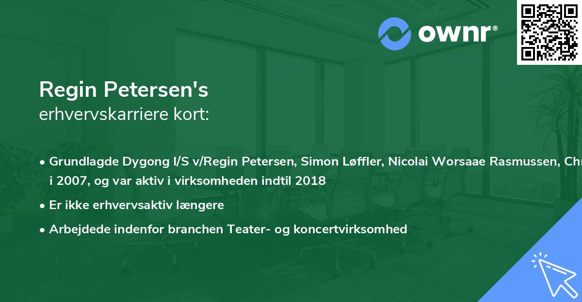 Regin Petersen's erhvervskarriere kort