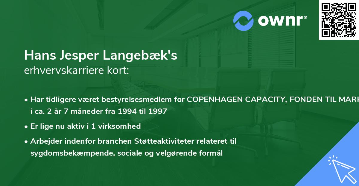 Hans Jesper Langebæk's erhvervskarriere kort