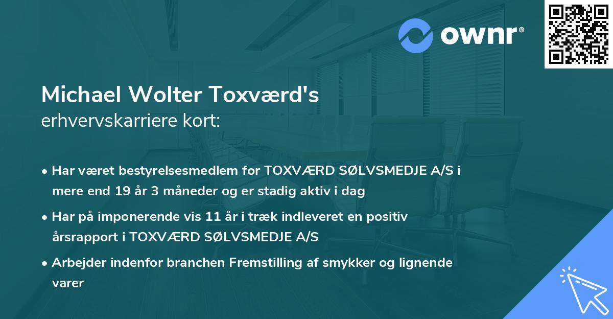 Michael Wolter Toxværd's erhvervskarriere kort