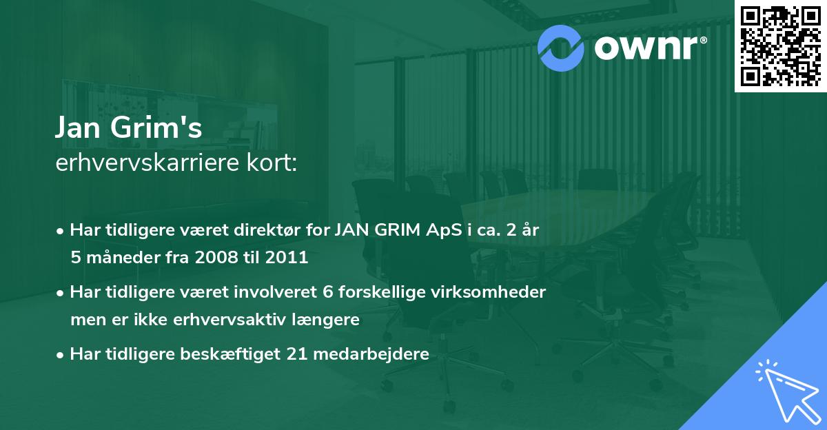 Jan Grim's erhvervskarriere kort