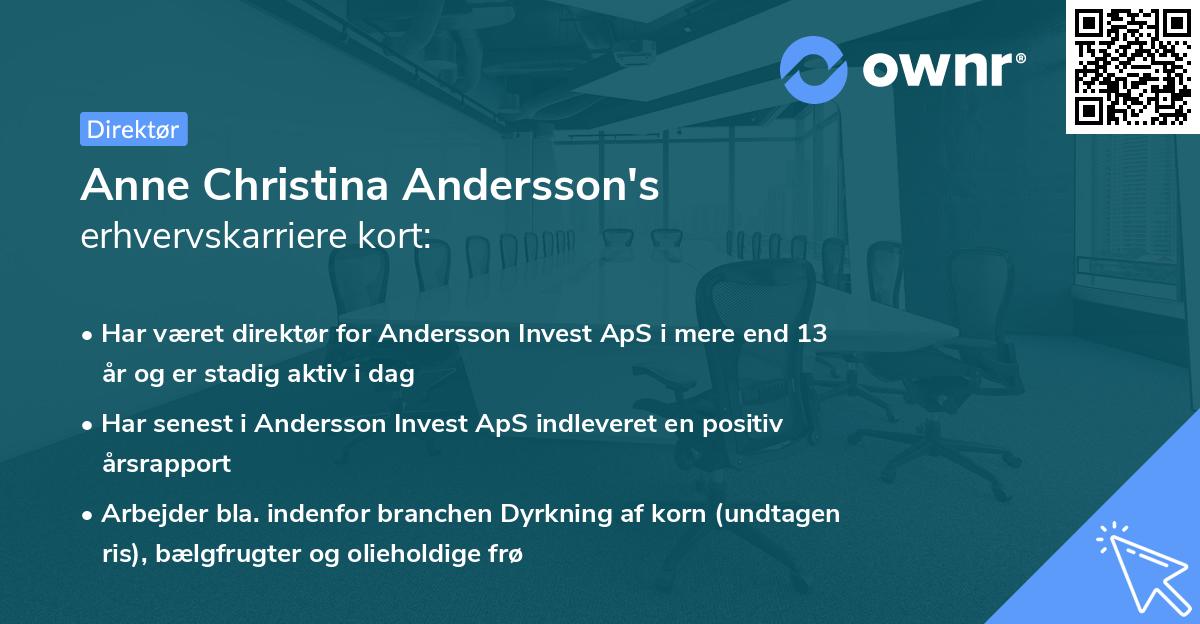 Anne Christina Andersson's erhvervskarriere kort