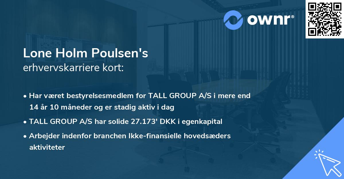 Lone Holm Poulsen's erhvervskarriere kort