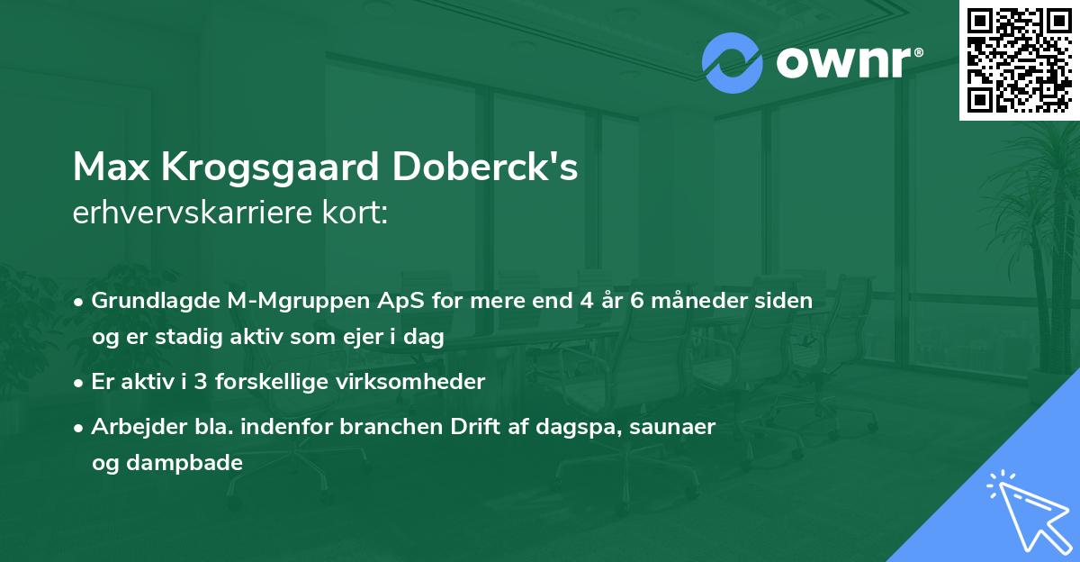 Max Krogsgaard Doberck's erhvervskarriere kort