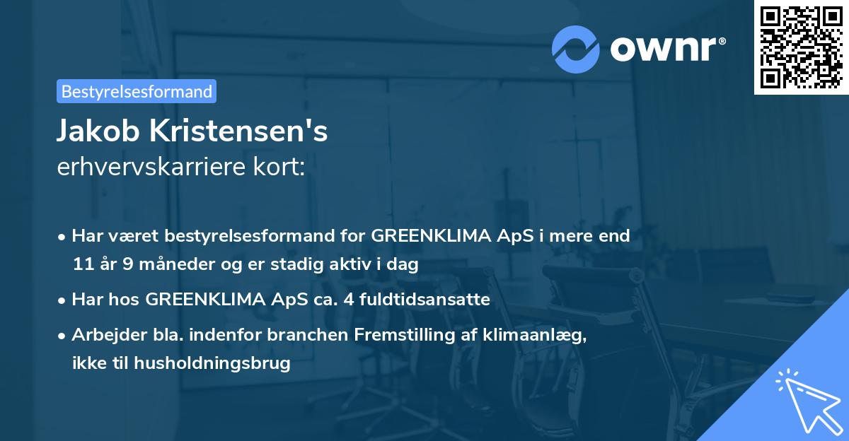 Jakob Kristensen's erhvervskarriere kort