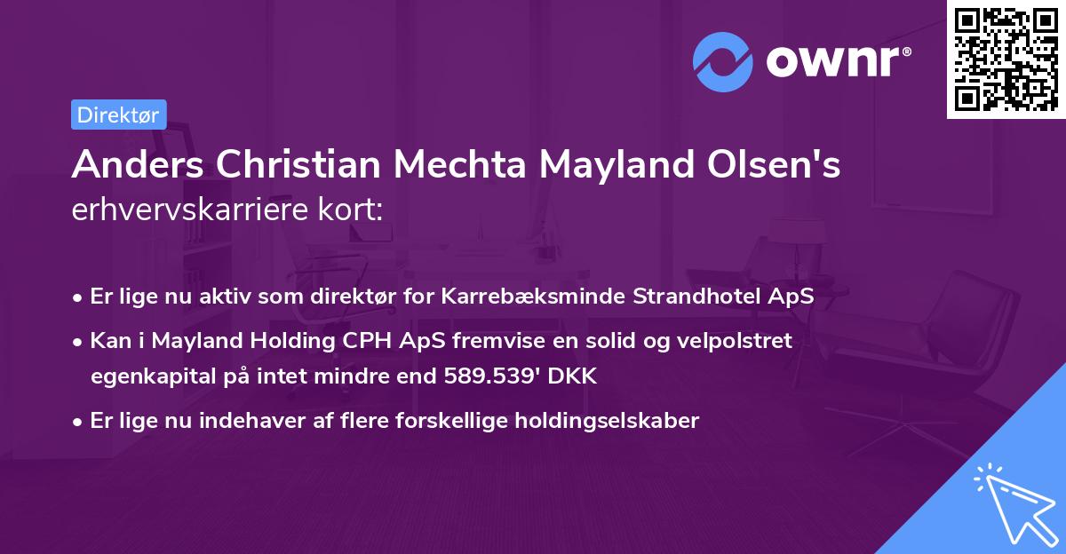 Anders Christian Mechta Mayland Olsen's erhvervskarriere kort