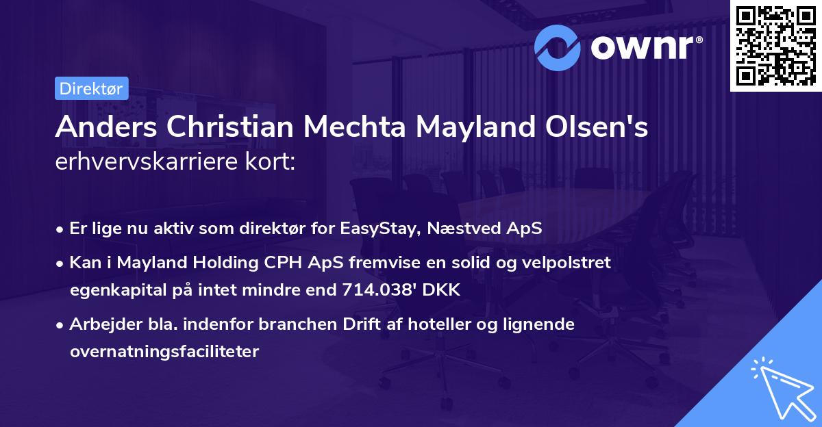Anders Christian Mechta Mayland Olsen's erhvervskarriere kort