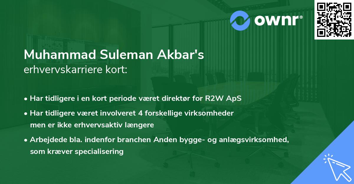 Muhammad Suleman Akbar's erhvervskarriere kort