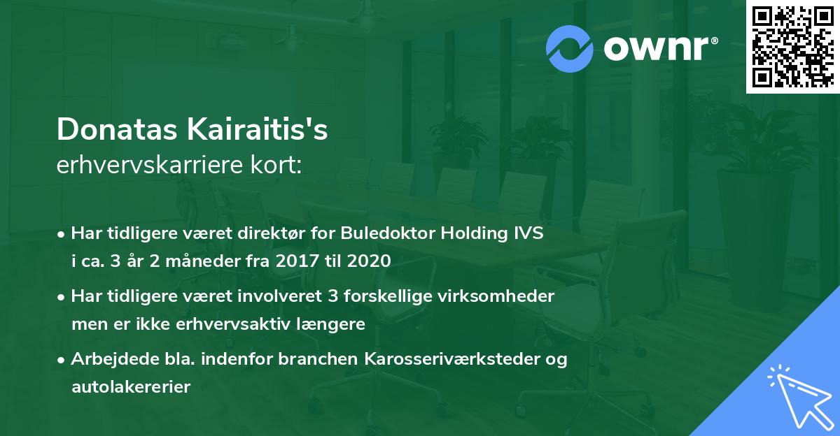 Donatas Kairaitis's erhvervskarriere kort