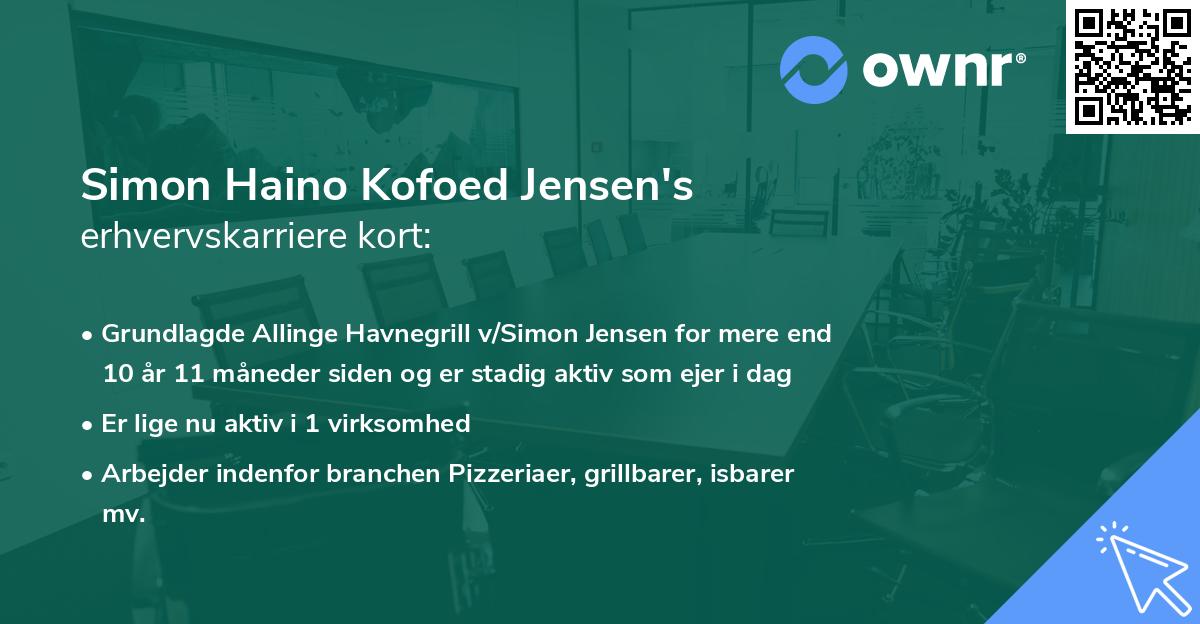 Simon Haino Kofoed Jensen's erhvervskarriere kort