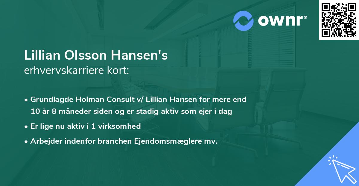 Lillian Olsson Hansen's erhvervskarriere kort