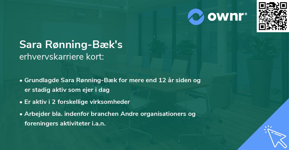 Sara Rønning-Bæk's erhvervskarriere kort