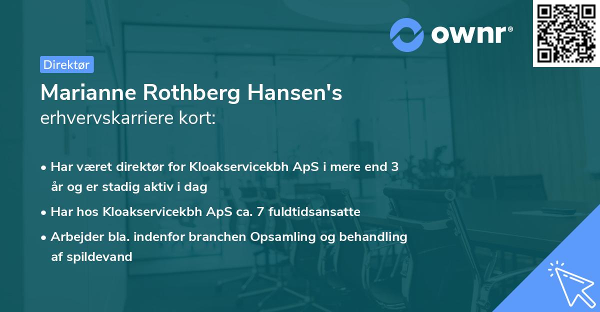 Marianne Rothberg Hansen's erhvervskarriere kort