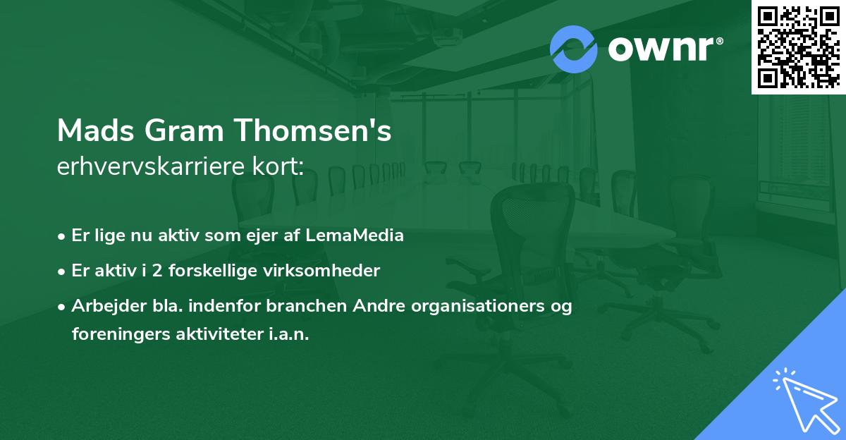 Mads Gram Thomsen's erhvervskarriere kort