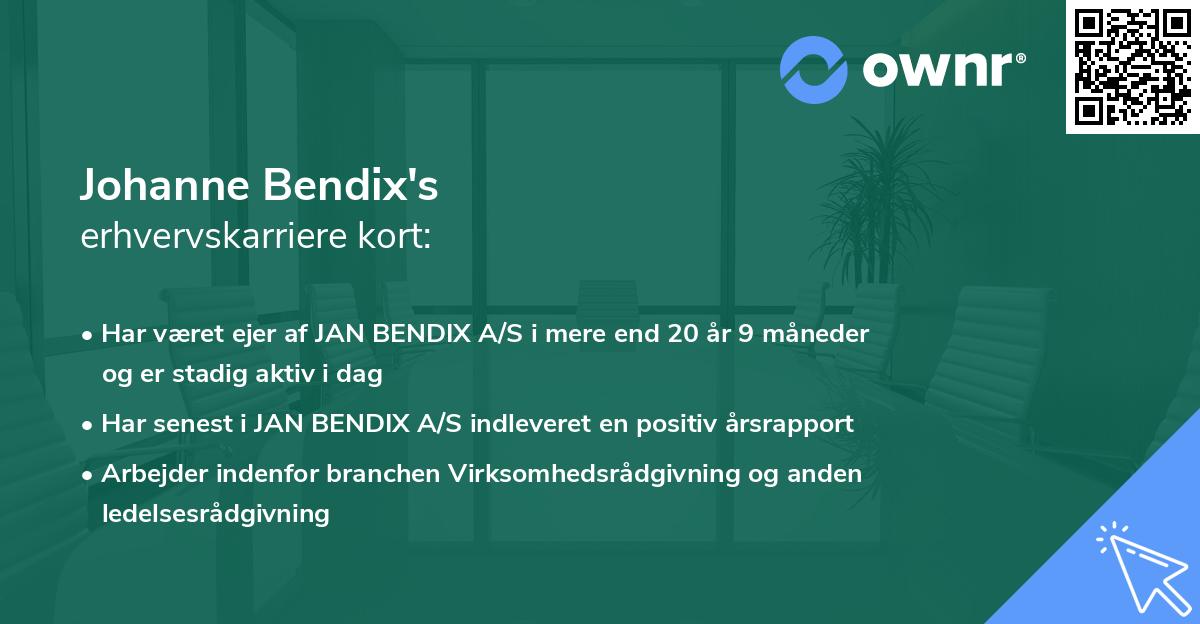 Johanne Bendix's erhvervskarriere kort