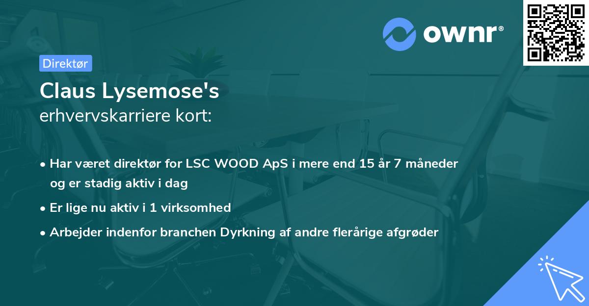 Claus Lysemose's erhvervskarriere kort