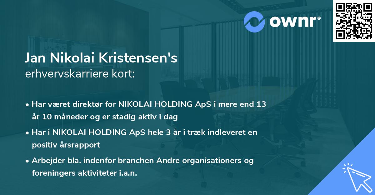 Jan Nikolai Kristensen's erhvervskarriere kort