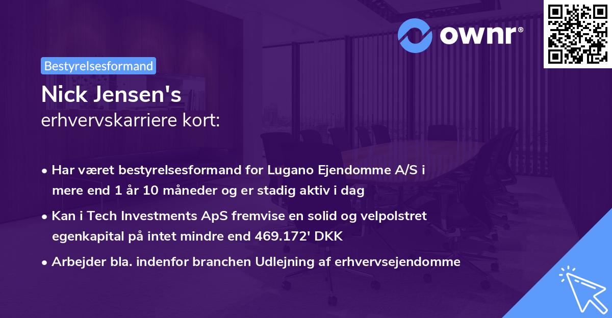 Nick Jensen's erhvervskarriere kort