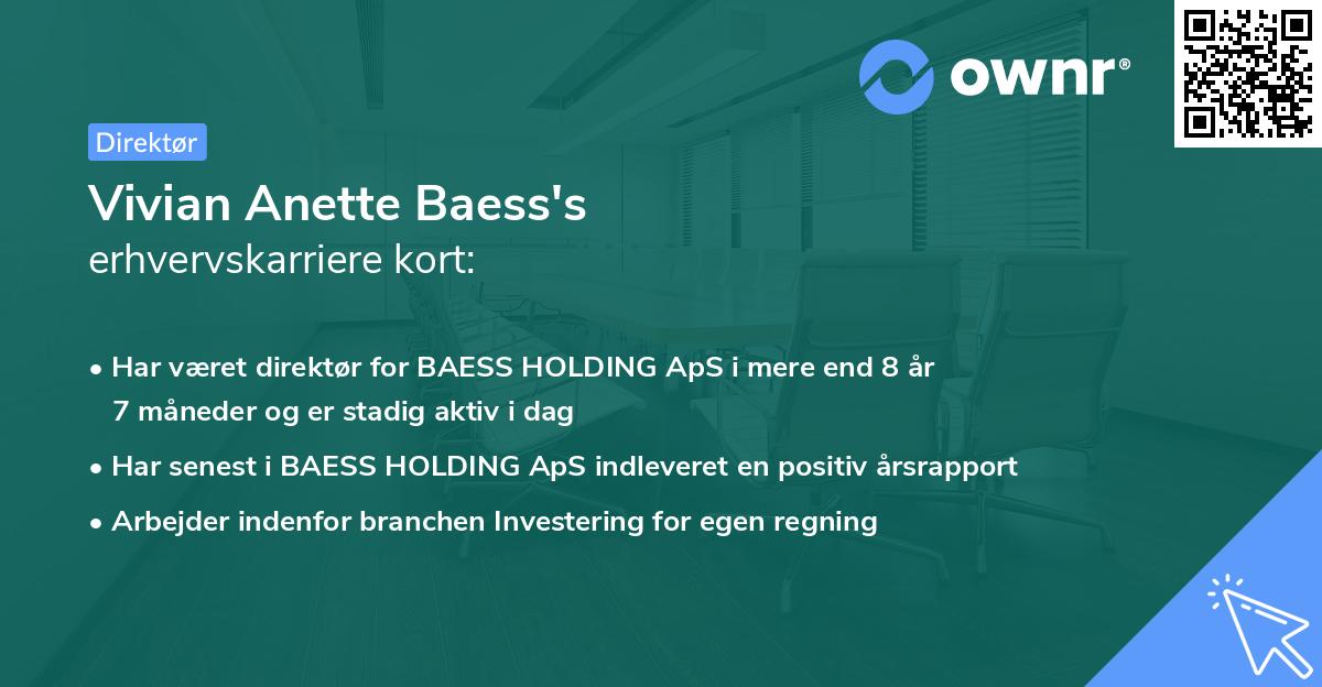 Vivian Anette Baess's erhvervskarriere kort
