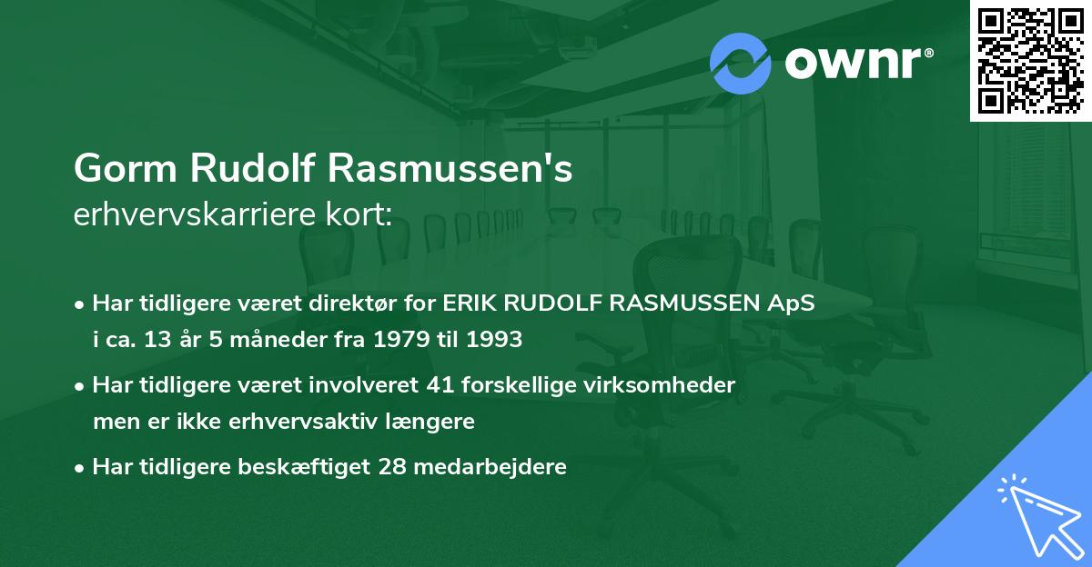 Gorm Rudolf Rasmussen's erhvervskarriere kort