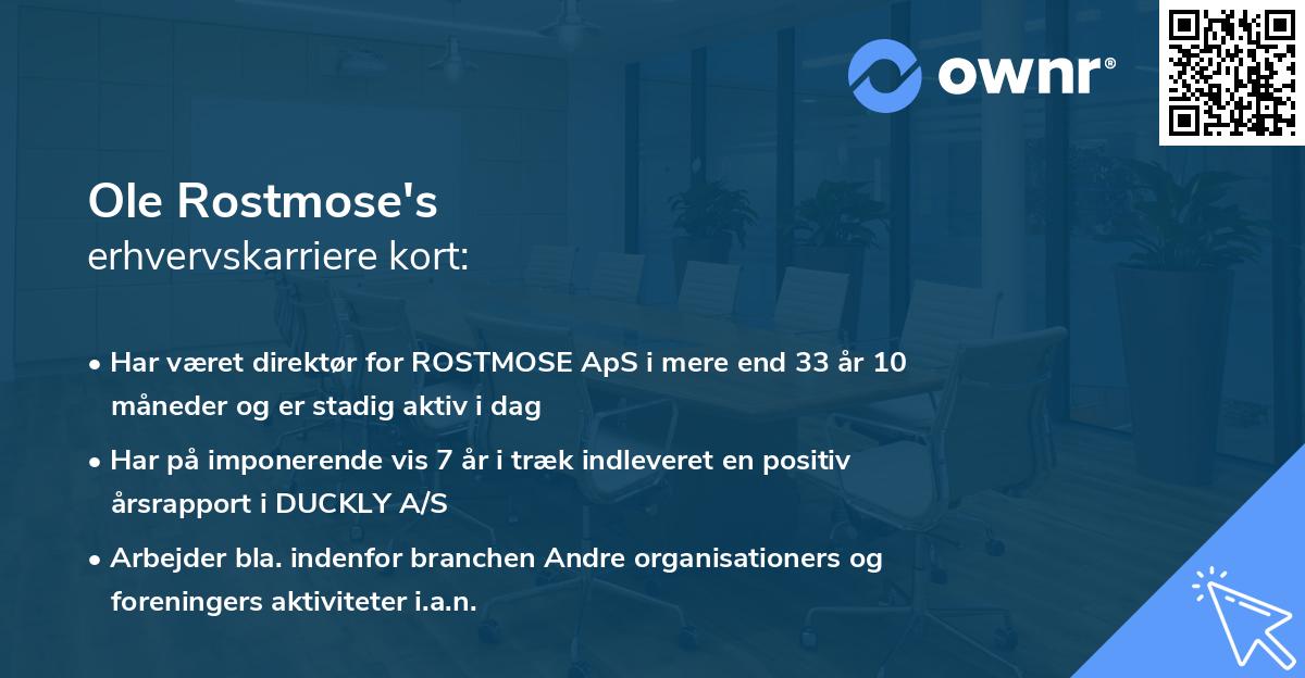Ole Rostmose's erhvervskarriere kort