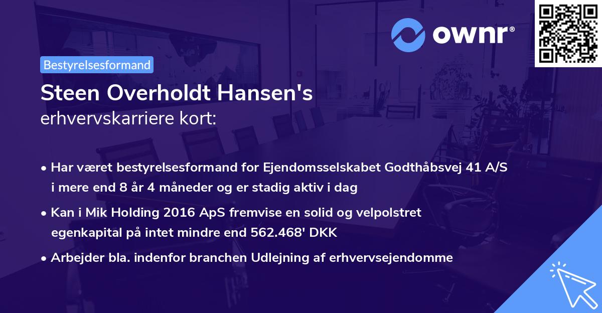 Steen Overholdt Hansen's erhvervskarriere kort