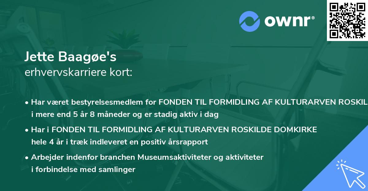 Jette Baagøe's erhvervskarriere kort