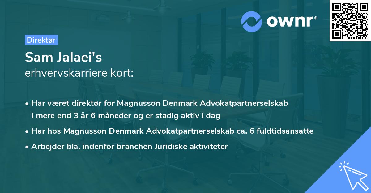Sam Jalaei's erhvervskarriere kort