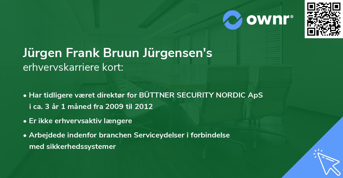 Jürgen Frank Bruun Jürgensen's erhvervskarriere kort