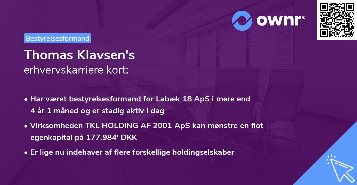 Thomas Klavsen's erhvervskarriere kort