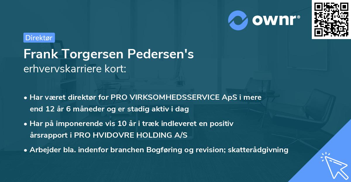 Frank Torgersen Pedersen's erhvervskarriere kort