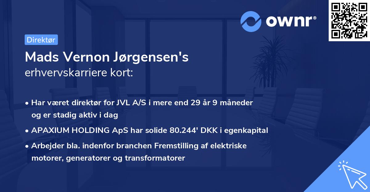 Mads Vernon Jørgensen's erhvervskarriere kort