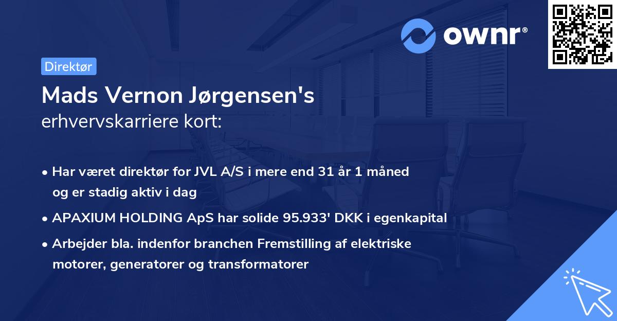 Mads Vernon Jørgensen's erhvervskarriere kort