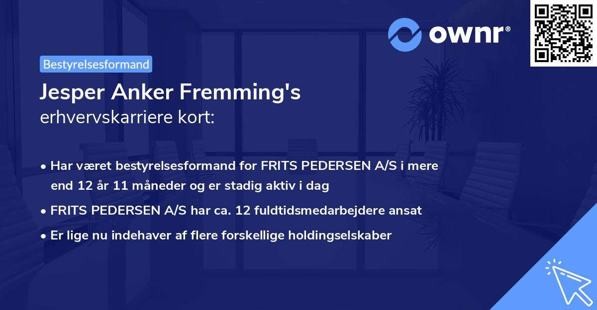 Jesper Anker Fremming's erhvervskarriere kort