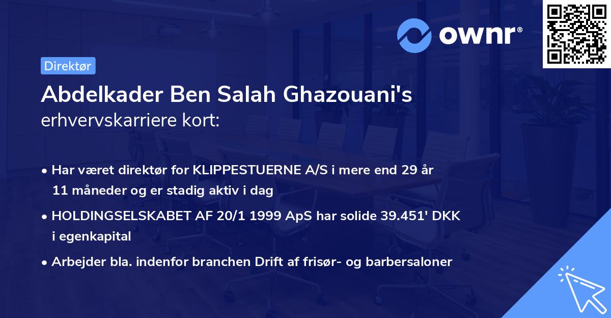 Abdelkader Ben Salah Ghazouani's erhvervskarriere kort