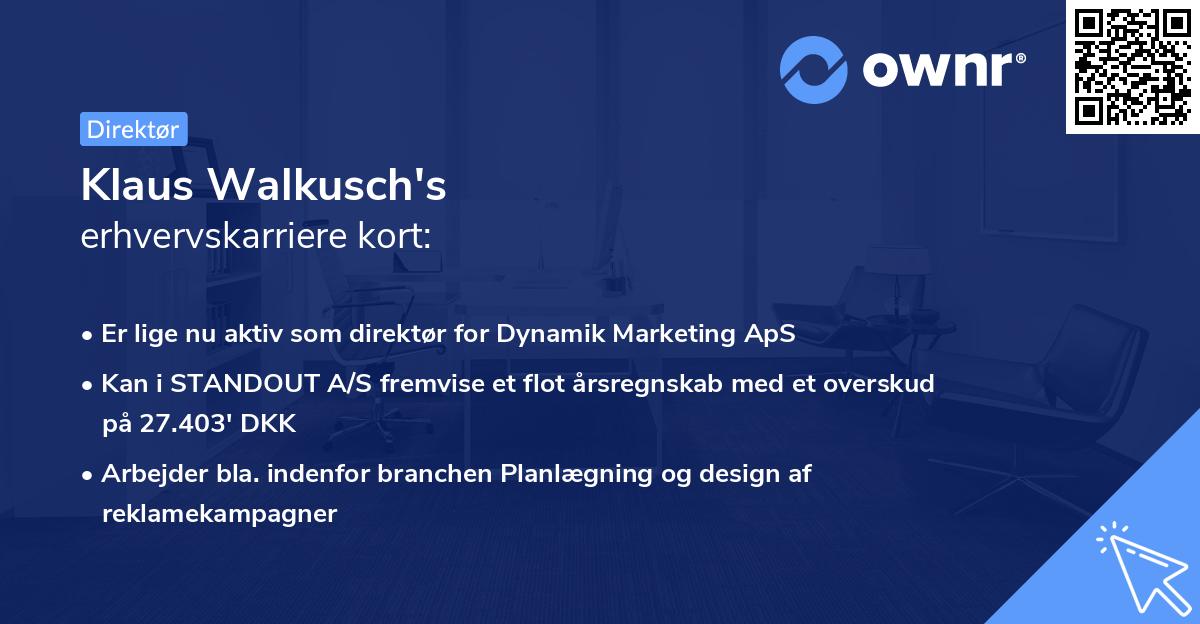 Klaus Walkusch's erhvervskarriere kort