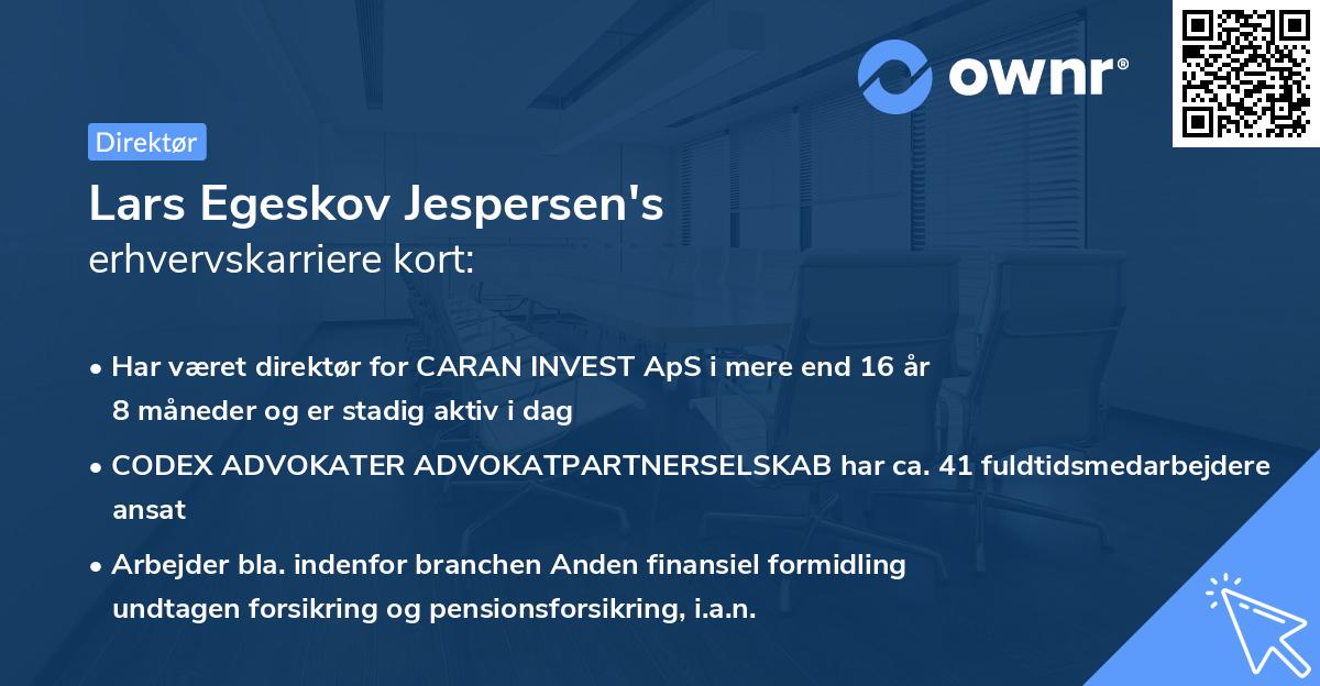 Lars Egeskov Jespersen's erhvervskarriere kort