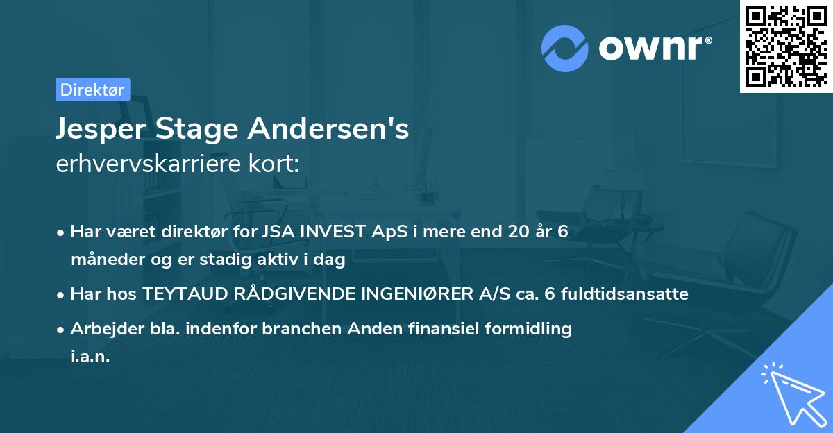 Jesper Stage Andersen's erhvervskarriere kort