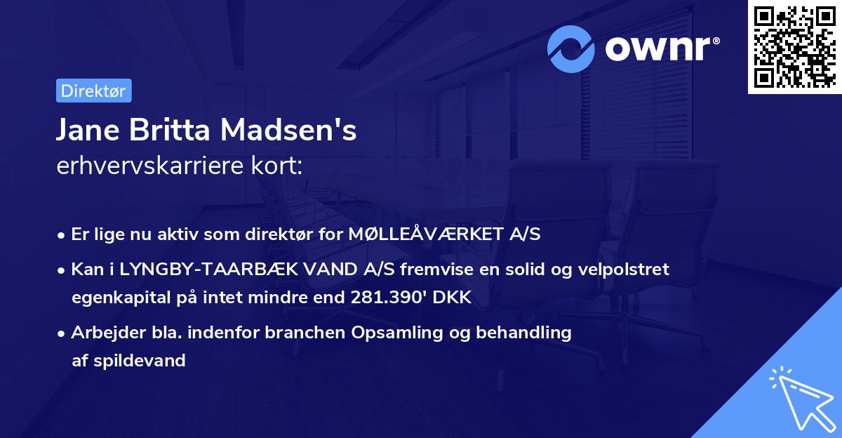 Jane Britta Madsen's erhvervskarriere kort