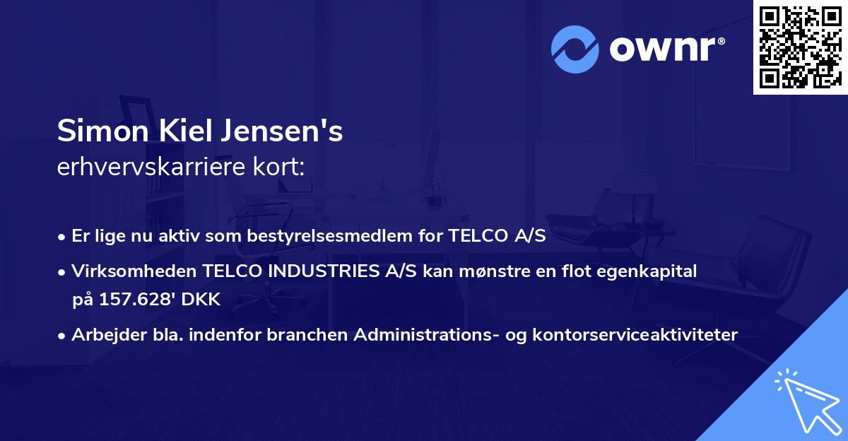 Simon Kiel Jensen's erhvervskarriere kort