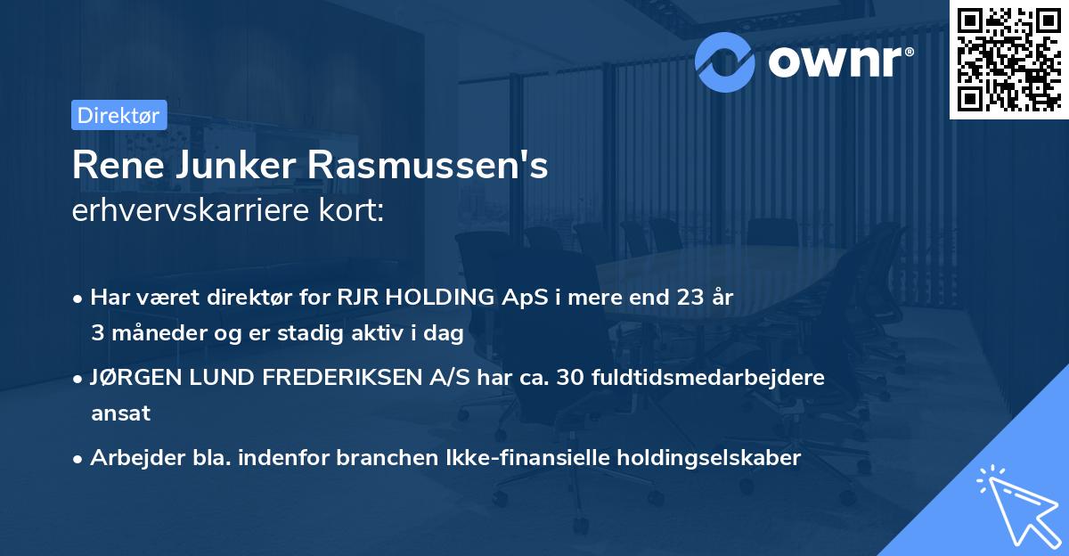 Rene Junker Rasmussen's erhvervskarriere kort