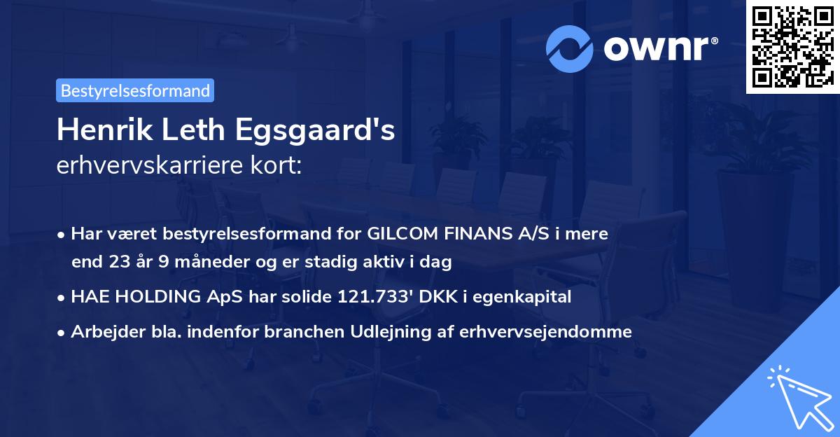 Henrik Leth Egsgaard's erhvervskarriere kort
